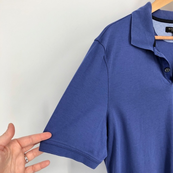 Banana Republic Mens Polo Size Large Tall Blue Luxury Touch Short‎ Sleeve - Picture 3 of 12